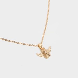 14K Gold Plated Cherub Angel Pendant Charm Necklace